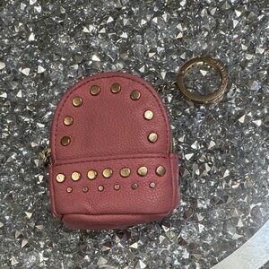 Victoria's Secret Pink Studded Mini Backpack keychain Coin Pouch bag charm EUC